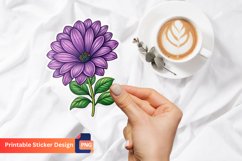 Purple Flower Sticker, Purple Blossom Sticker, Flower Art Product Image 1