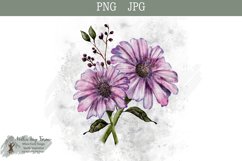 Purple flowers watercolor digital download JPG and PNG File Product Image 1