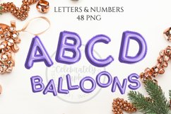 Purple Foil Balloons Alphabet and Numbers Clipart