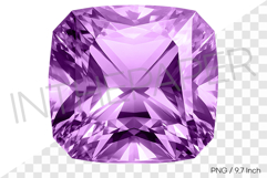 Vibrant purple Asscher cut PNG jewelry clipart mineral gem Product Image 1