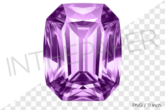 Elegant purple Emerald cut PNG jewelry clipart mineral gem Product Image 1
