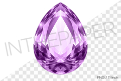 Teardrop shape purple pear cut PNG jewelry clipart mineral Product Image 1