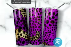 20 oz tumbler design,hot pink,glitter leopard,skinny tumbler,sublimation design,tapered wrap design,tumbler png,tumbler template,warped wrap design,digital download,gold border,waterslide,Purple glitter tumbler,