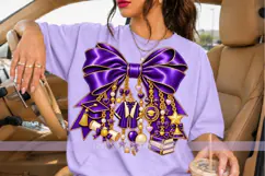 Purple Graduation Bow PNG with Cap & Diploma Charms, Senior Product Image 2