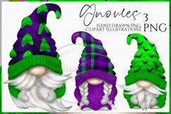 Purple Green Halloween Gnomes  Watercolor Clipart Png preview 