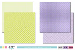 Purple and green digital papers with coordinated plaid patterns