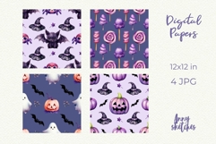 4 Purple Halloween Digital Papers Seamless Patterns Product Image 2