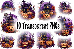 Huanted Houses Clipart Bundle - 10 Hallowen Transparent PNGs Product Image 9