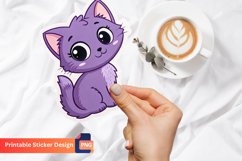 Purple Kitten Sticker, Adorable Purple Cat Sticker Product Image 1