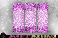 Purple Leopard Glitter Tumbler Sublimation I 20 Oz Tumbler Wrap PNG