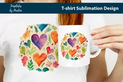 Purple orange green hearts and leaves TShirt Background