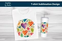 Purple orange green hearts and leaves TShirt Background