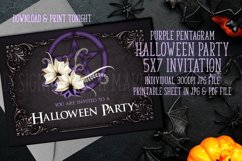 Purple Pentagram Halloween Party 5x7 Printable Invitation Product Image 1