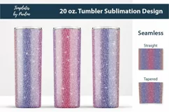 Purple Pink Glitter Seamless Sublimation Tumbler Wrap for 20 oz skinny tumbler