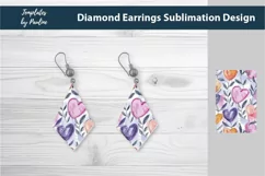 Purple Pink Heart Sublimation Diamond Earrings
