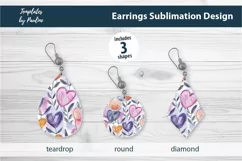 Purple Pink Heart Earrings Sublimation design