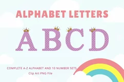 Polka Dots Alphabet Princess Crown Letters Girl Princess PNG Product Image 1