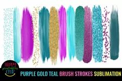 purple teal gold brush strokes SUBLIMATION