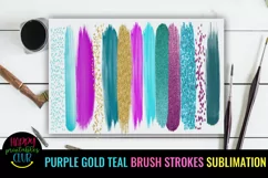 purple teal gold brush strokes SUBLIMATION 