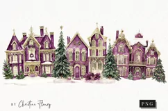 Purple Vintage Victorian House | Vintage PNG Product Image 1