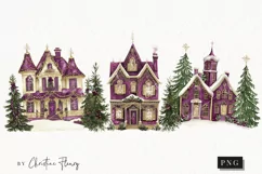 Purple Vintage Victorian House | Vintage PNG Product Image 1