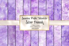Purple and Silver Watercolor Damask Digital Paper Product Image 1