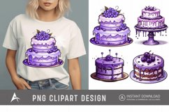 Watercolor Purple Cakes Clipart Product Image 1