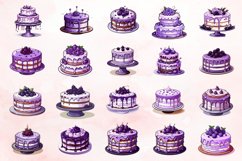 Watercolor Purple Cakes Clipart Bundle Product Image 2
