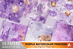 Purple Watercolor Princess Digital Paper Bundle Product Image 1