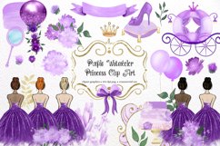 Purple Watercolor Princess Clipart Product Image 1