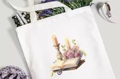 Vintage Boho Composition Flowers. Candles, Books, PNG Product Image 2