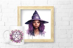 Purple Witch Clipart Halloween Sublimation Bundle