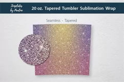 Purple Yellow Glitter Seamless Sublimation Tumbler Wrap for 20oz Skinny Tapered Tumbler