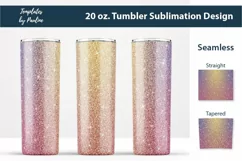 Purple Yellow Glitter Seamless Sublimation Tumbler Wrap for 20oz Skinny Tumbler