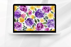 Watercolor Purple &amp; Yellow Floral Digital Paper Bundle Product Image 5