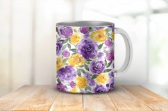 Watercolor Purple &amp; Yellow Floral Digital Paper Bundle Product Image 2