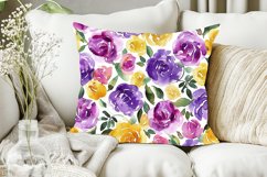 Watercolor Purple &amp; Yellow Floral Digital Paper Bundle Product Image 3