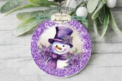 Rustic Purple Snowman Wind Spinner Sublimation Design Product Image 2
