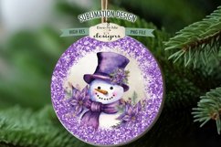 Rustic Purple Snowman Wind Spinner Sublimation Design Product Image 4
