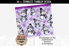 Plaid Snowman Purple Seamless 20 oz Sublimation Tumbler PNG Product Image 2
