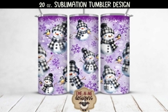 Plaid Snowman Purple Seamless 20 oz Sublimation Tumbler PNG Product Image 1