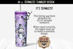 Plaid Snowman Purple Seamless 20 oz Sublimation Tumbler PNG Product Image 3