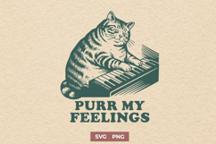 Purr My Feelings SVG, Funny Cat PNG, Music Cat Trendy Design Product Image 1