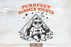 Purrfect Summer Nights Cat SVG Camping Cat PNG for Cricut Product Image 1