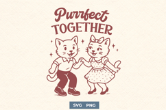 Purrfect Together SVG Retro Dancing Cat Couple PNG, Cute Cat Product Image 1