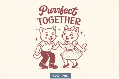Purrfect Together SVG Retro Dancing Cat Couple PNG, Cute Cat Product Image 1