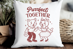 Purrfect Together SVG Retro Dancing Cat Couple PNG, Cute Cat Product Image 2