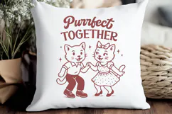 Purrfect Together SVG Retro Dancing Cat Couple PNG, Cute Cat Product Image 2
