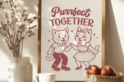 Purrfect Together SVG Retro Dancing Cat Couple PNG, Cute Cat Product Image 3