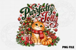 Purrrfectly Jolly Cute Christmas Cat Holiday Design Product Image 2
